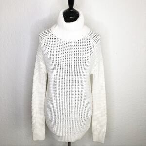 Finders Keepers off‎ white chunky knit turtleneck tunic sweater size Small